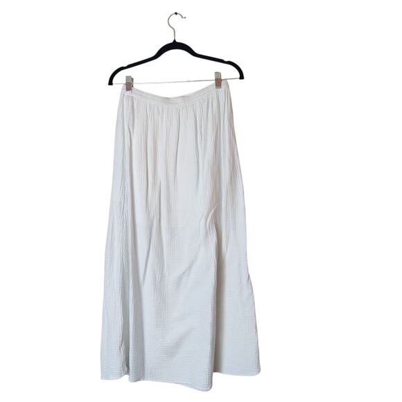 J. Crew Side Slit Soft Cotton Gauze Pull On White Midi Skirt XS Coastal - Picture 2 of 12